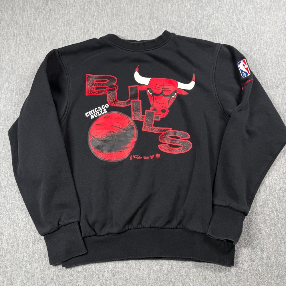 Nike Sweatshirt Youth S Black Chicago Bulls NBA Basketball Fleece Crewneck Top